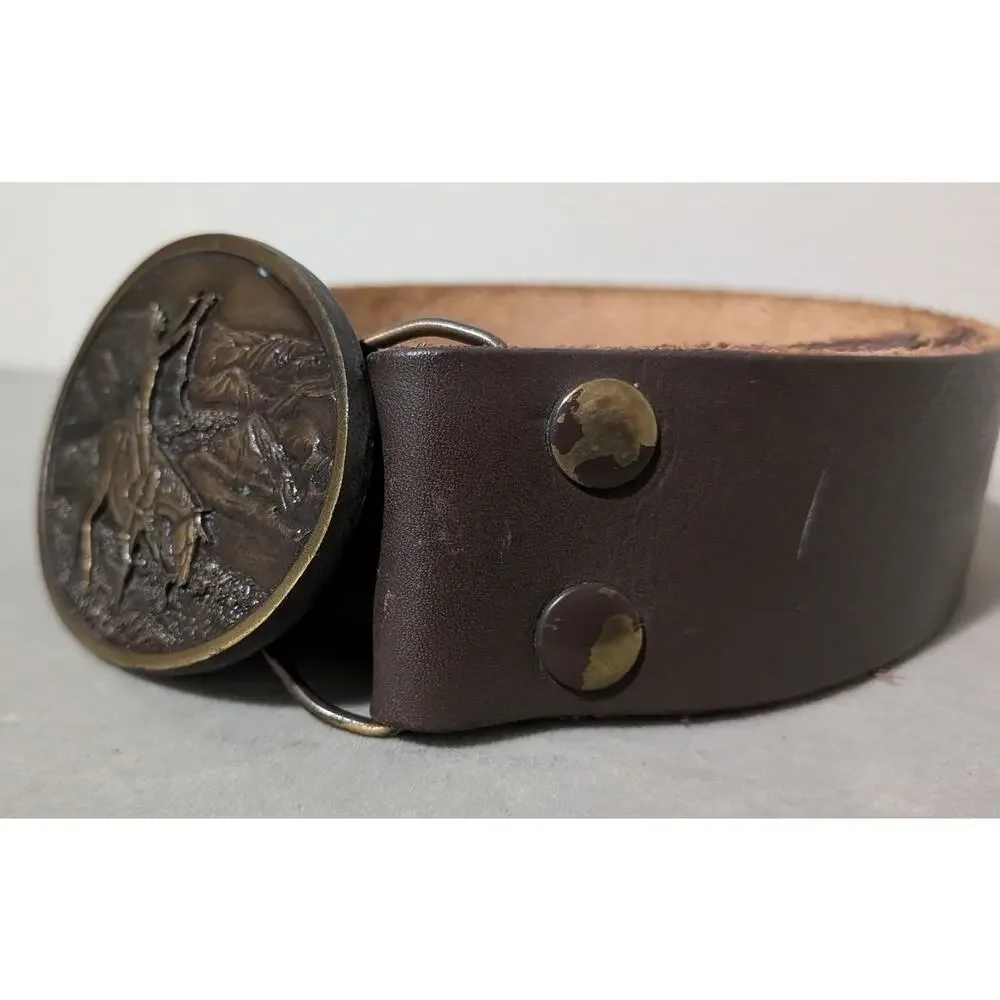 Vintage 1977 Chief Joseph Belt Buckle Bergamot Brass Works Siskiyou Leather 43